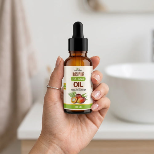 Aceite de Batana sostenido en mano